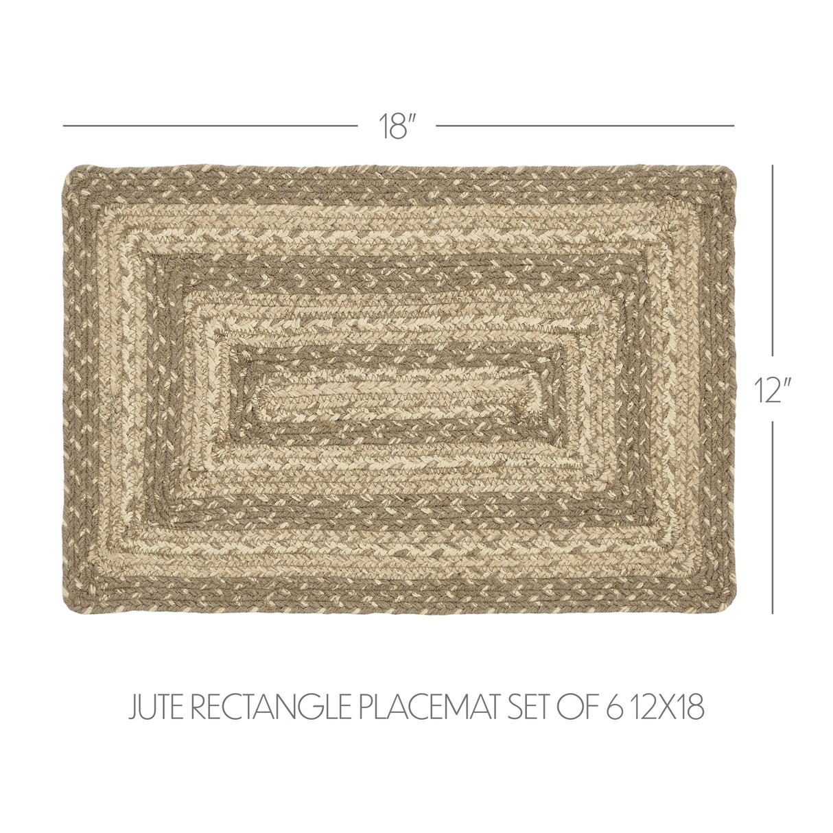 Cobblestone Jute Rect Placemat Set of 6 12x18