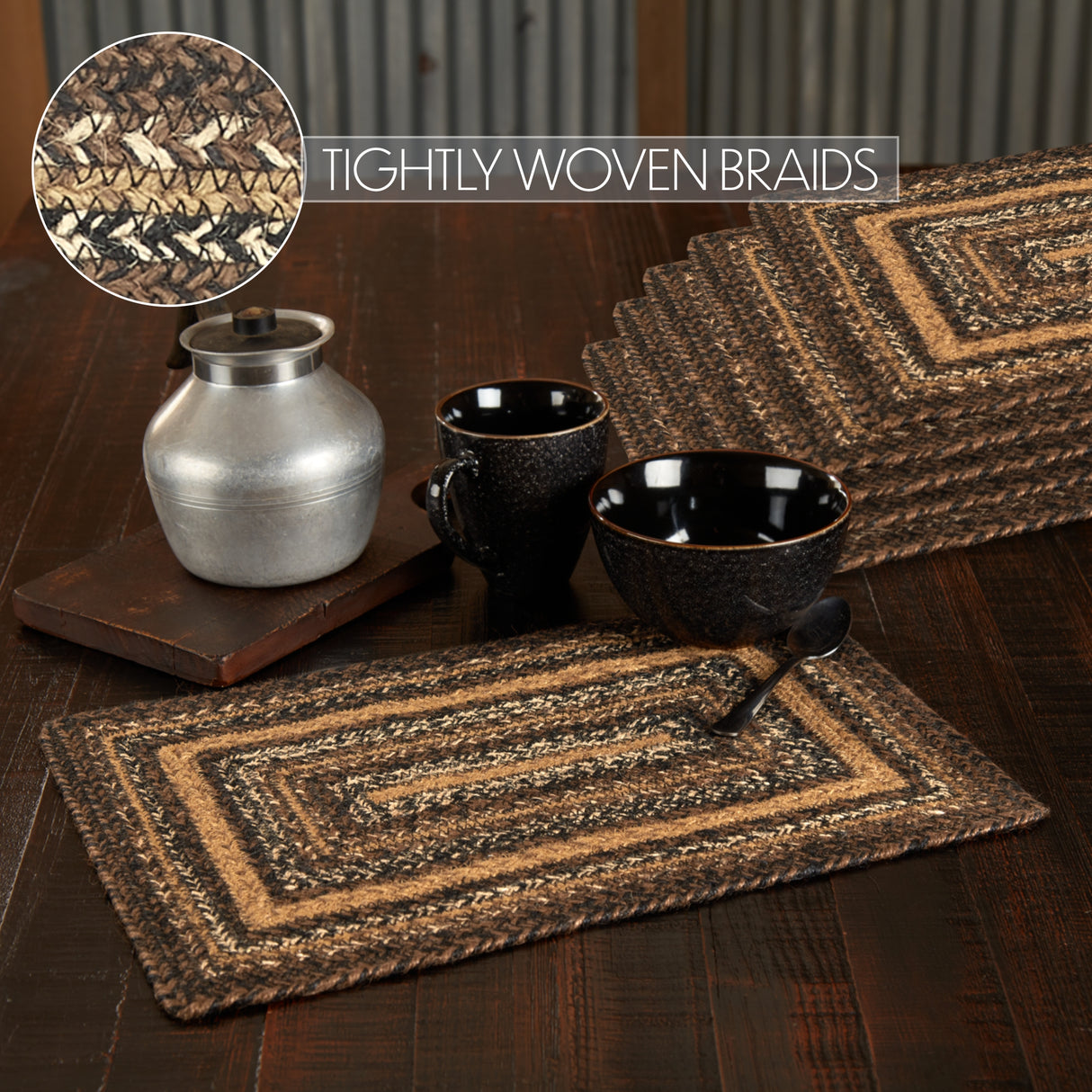 Espresso Jute Rect Placemat Set of 6 12x18