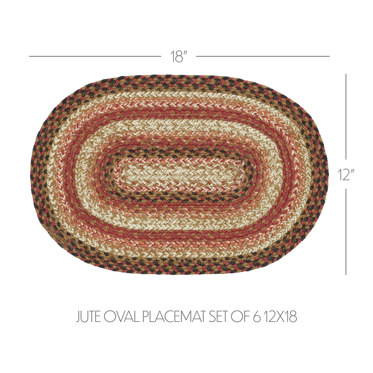 Ginger Spice Jute Oval Placemat Set of 6 12x18