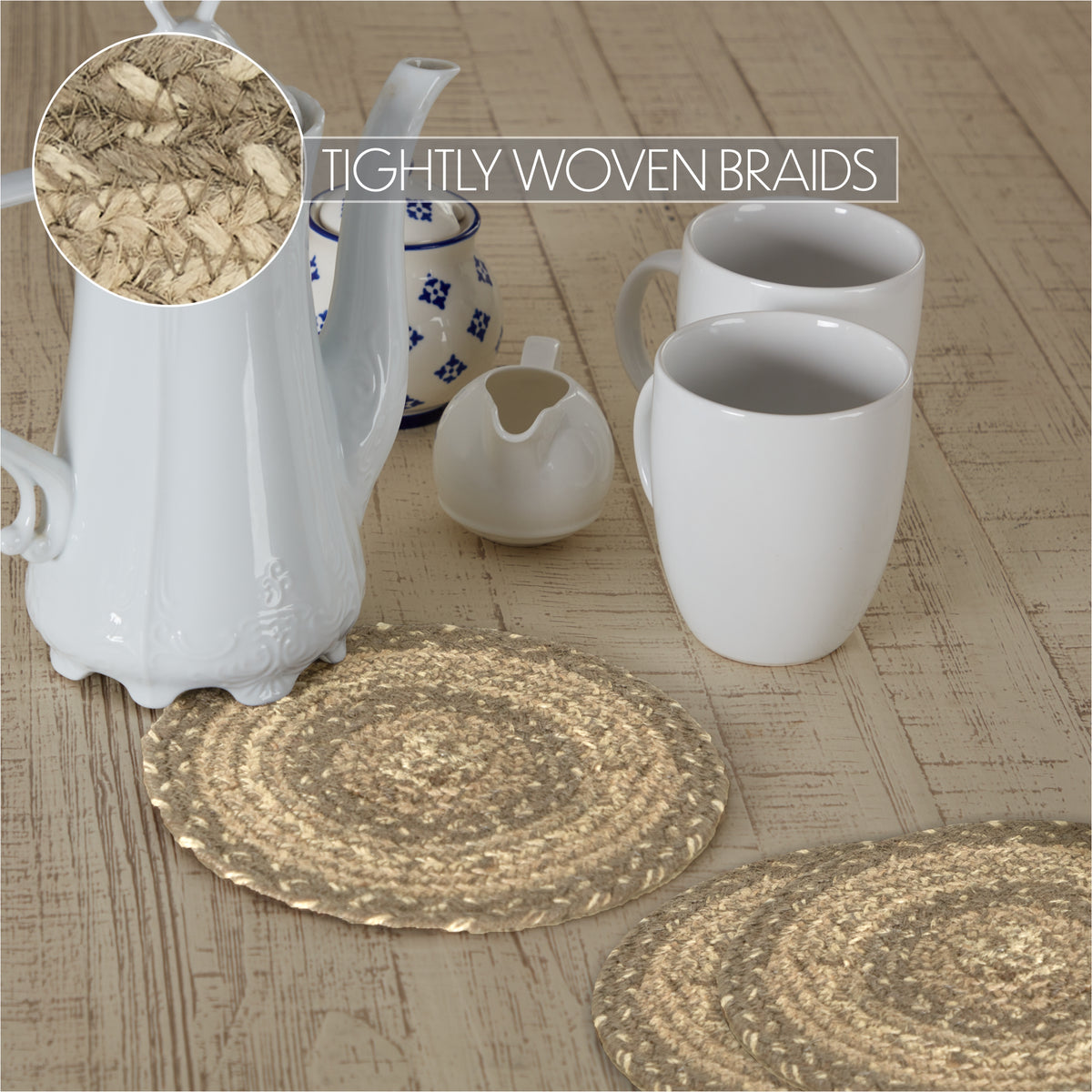 Cobblestone Jute Trivet 8 Set of 3
