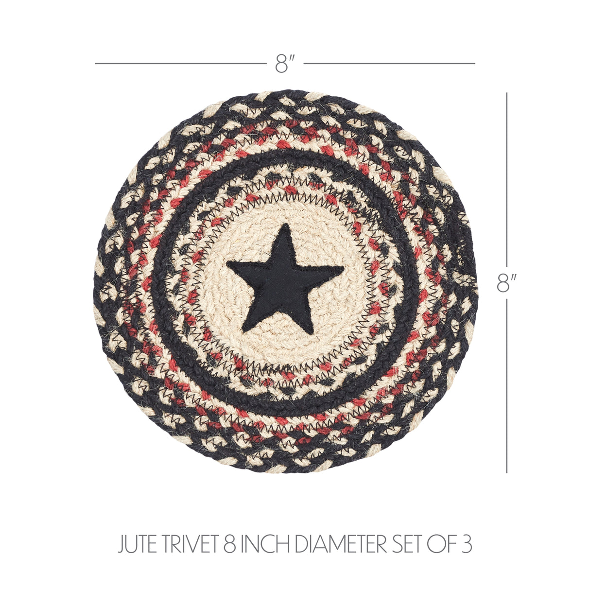 Colonial Star Jute Trivet 8 Set of 3