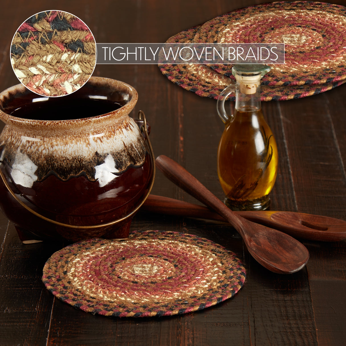 Ginger Spice Jute Trivet 8, Set of 3