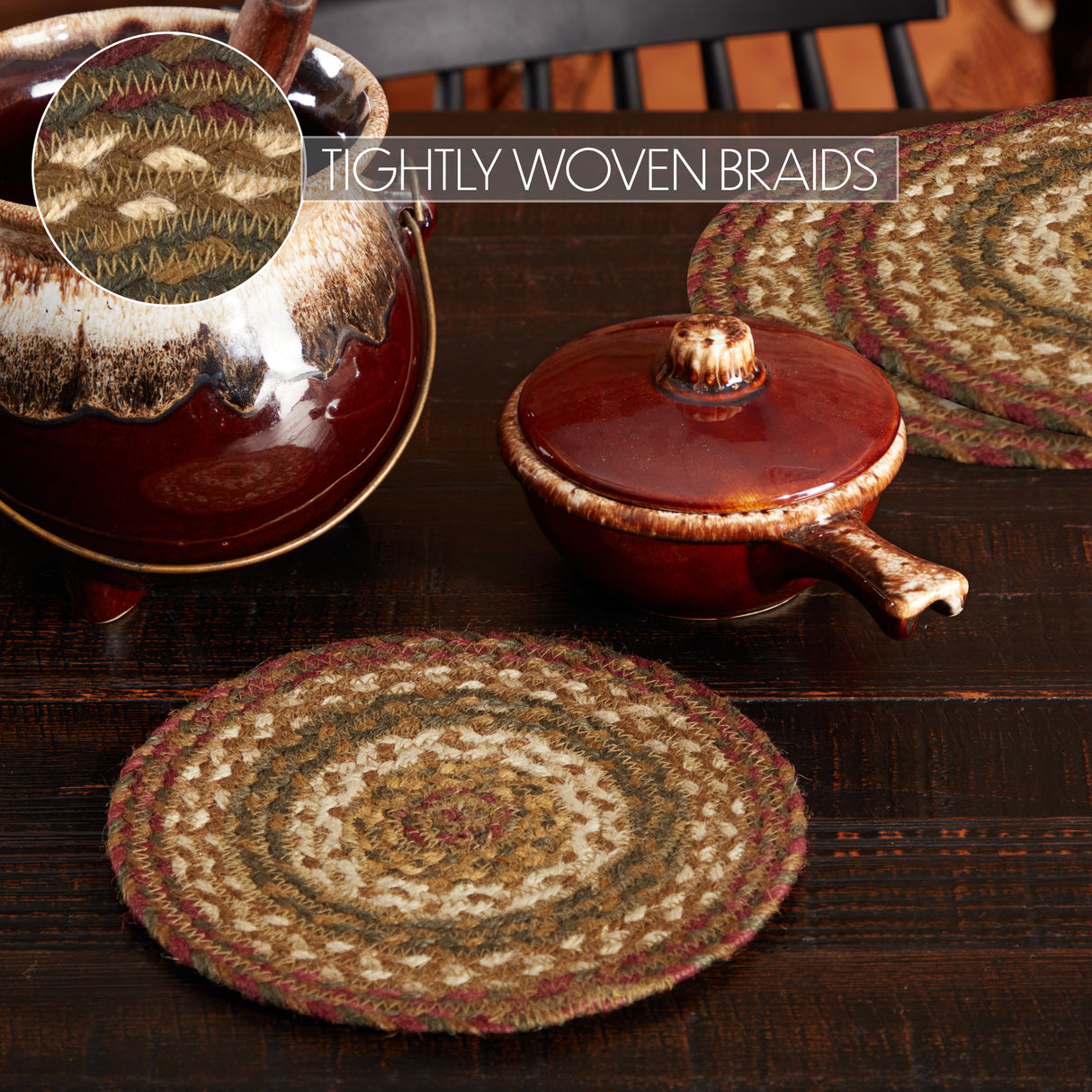 Tea Cabin Jute Trivet 8, Set of 3