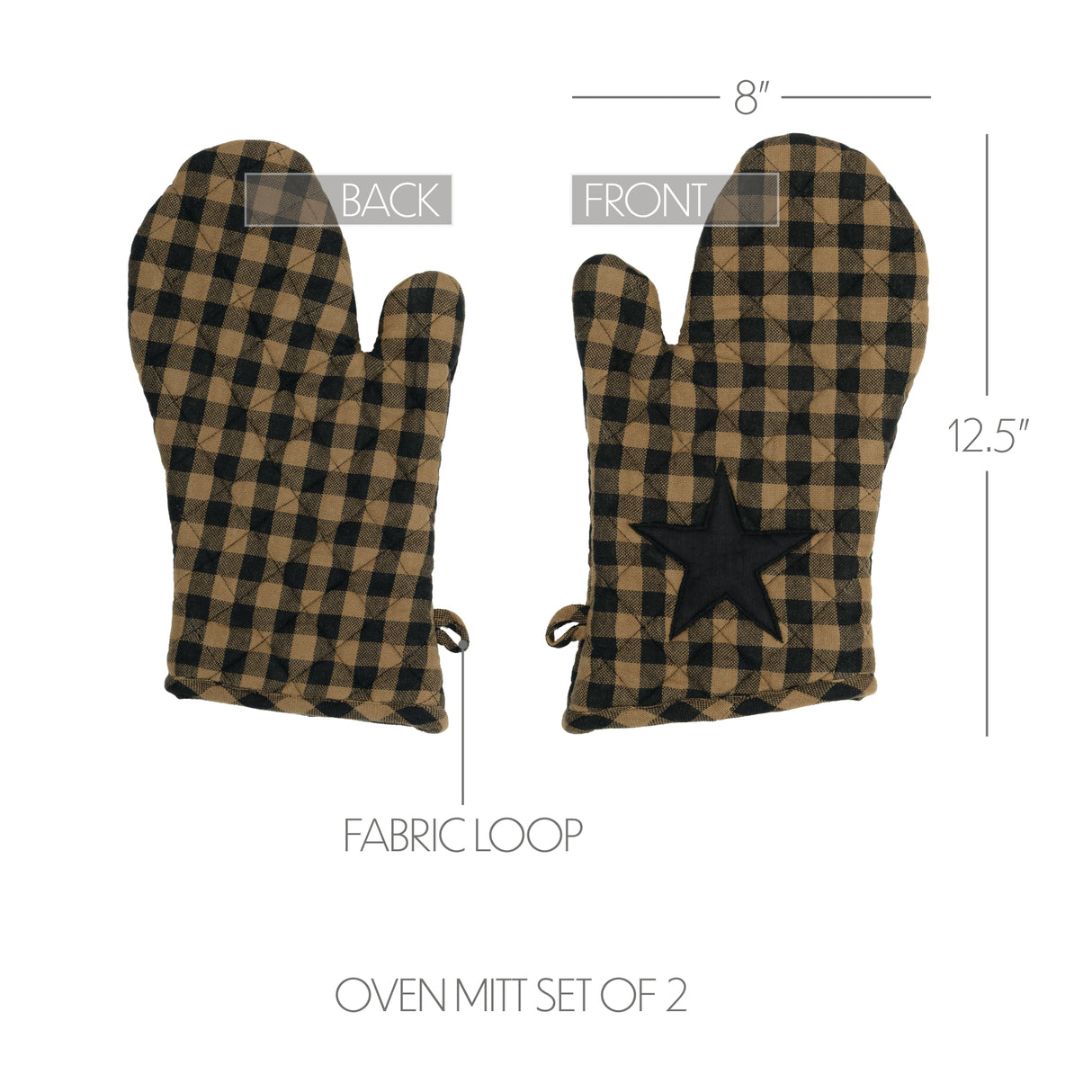 Black Star Oven Mitt Set of 2