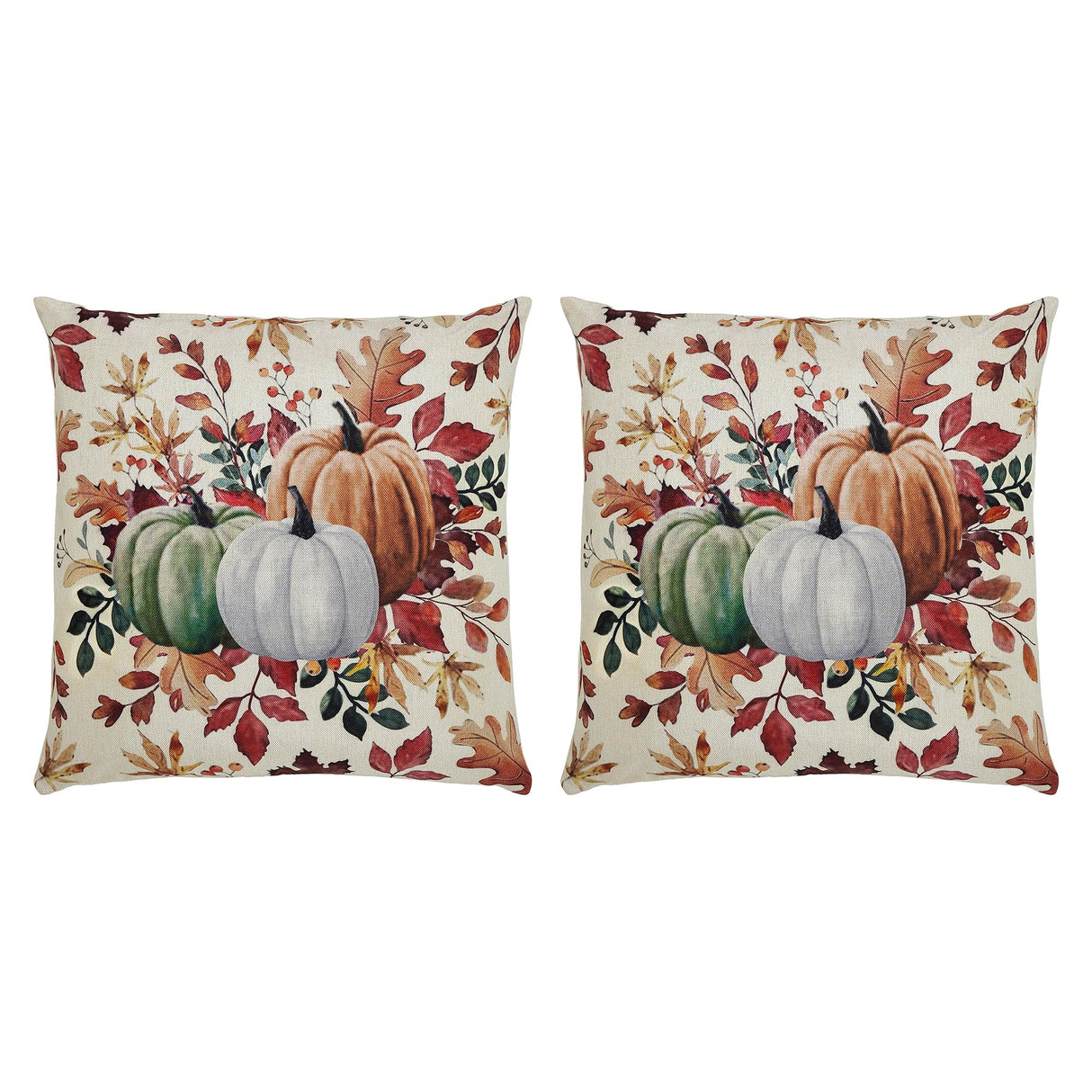 Pumpkin Floral Pillow Cover Set of 2 16Lx16W