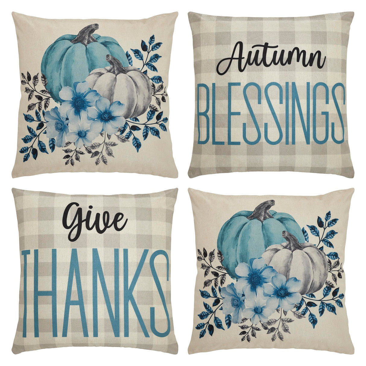 Fall Greetings Pillow Cover Set of 4 16Lx16W