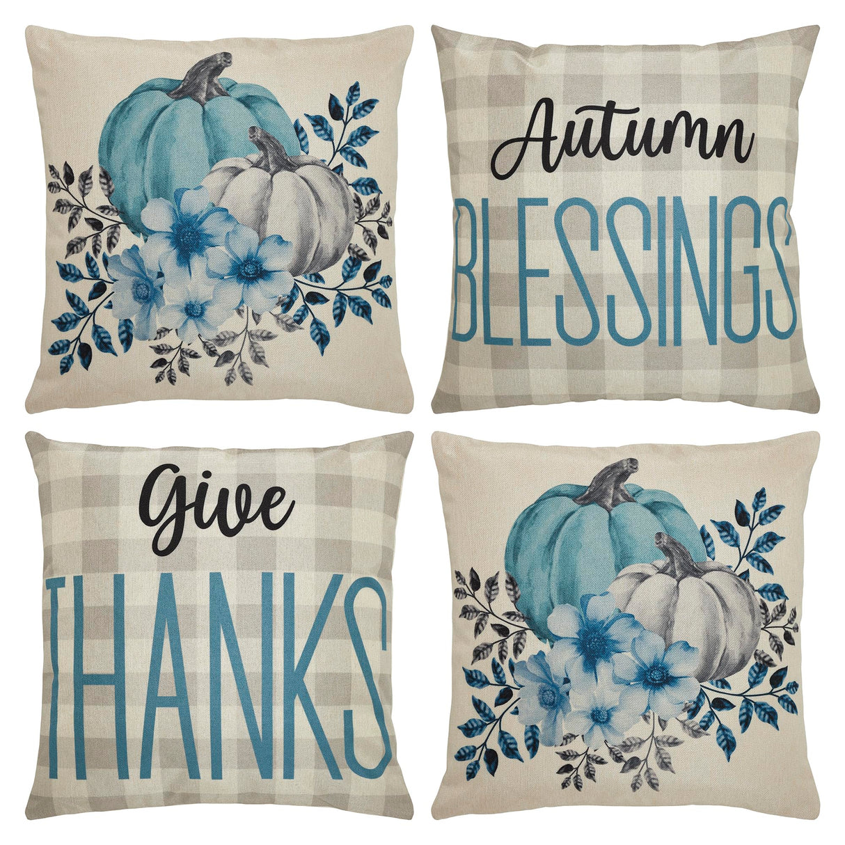 Fall Greetings Pillow Cover Set of 4 20Lx20W