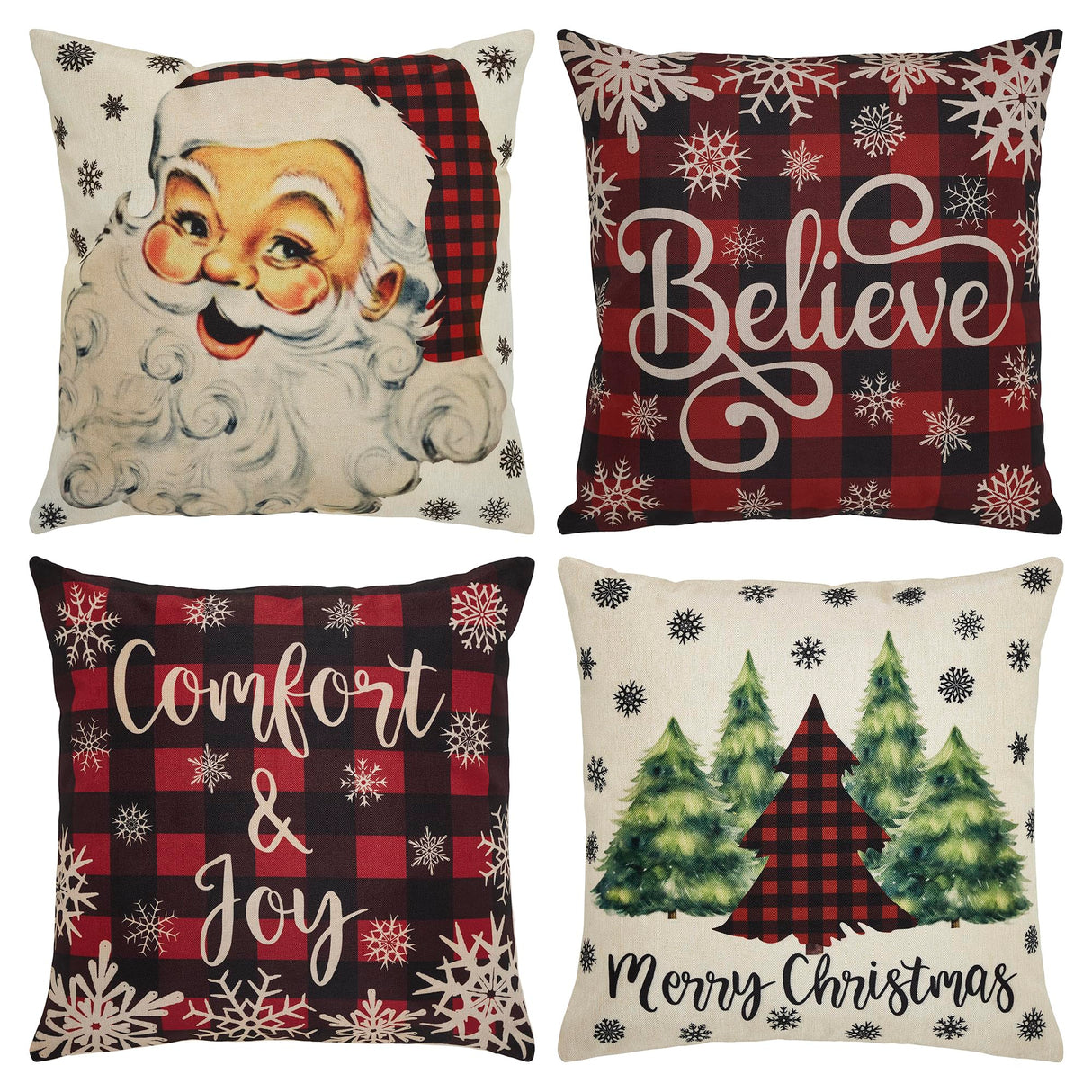 Buffalo Check Christmas Pillow Cover Set of 4 20Lx20W