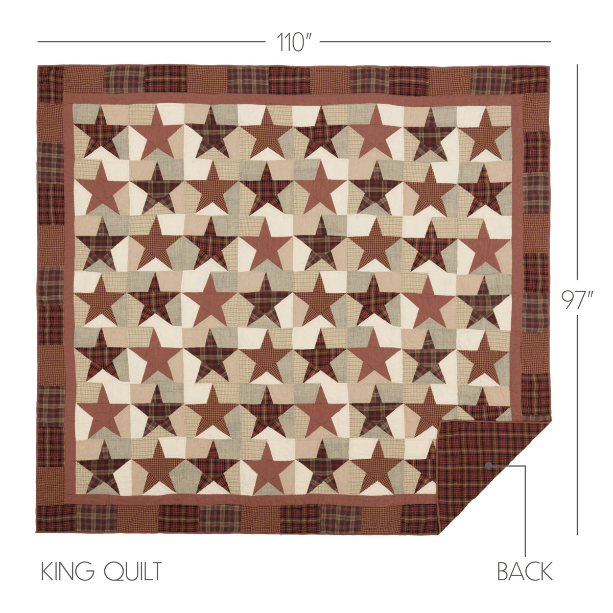 Abilene Star 4PC Burgundy Bedding Set King (1 Quilt, 2 Shams, 1 Bedskirt)