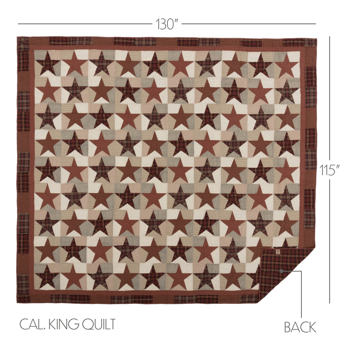 Abilene Star 5PC Burgundy Bedding Set Cal King (1 Quilt, 2 Shams, 2 Pillowcases)