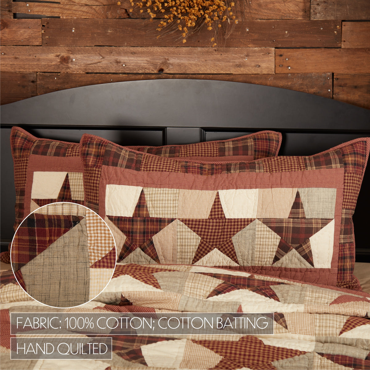 Abilene Star 5PC Burgundy Bedding Set Cal King (1 Quilt, 2 Shams, 2 Pillowcases)