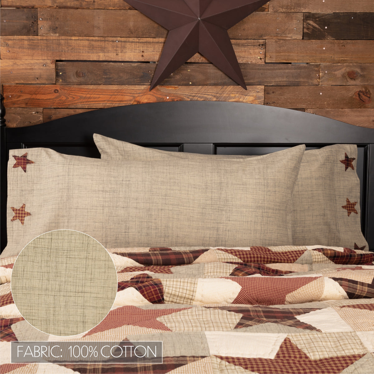 Abilene Star 5PC Burgundy Bedding Set Cal King (1 Quilt, 2 Shams, 2 Pillowcases)