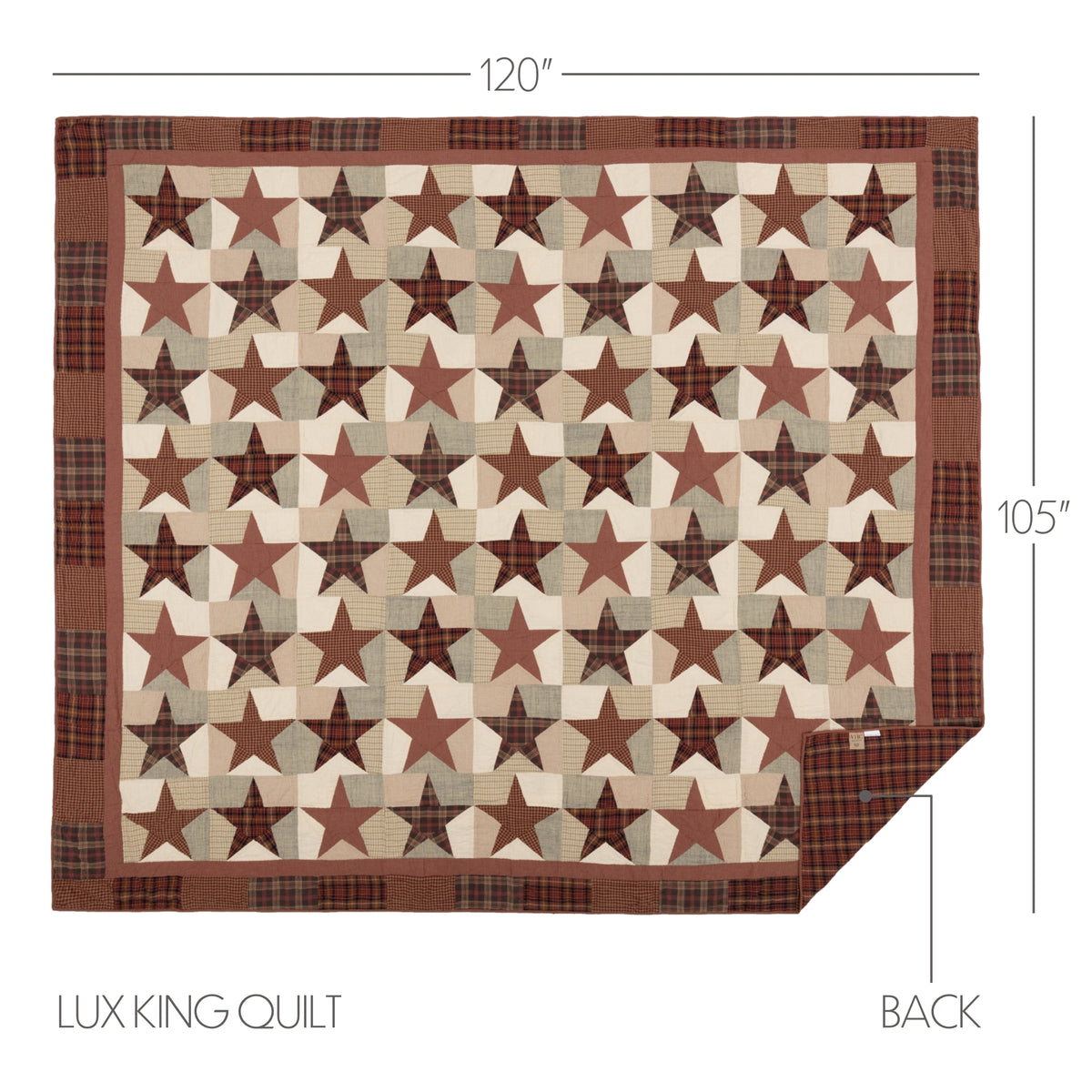 Abilene Star 5PC Burgundy Bedding Set Luxury King (1 Quilt, 2 Shams, 2 Pillowcases)