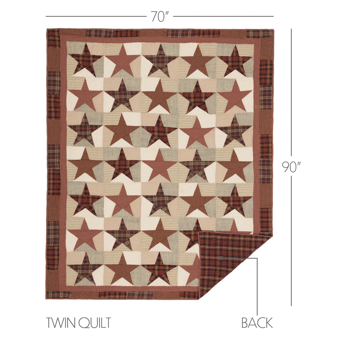 Abilene Star 5PC Burgundy Bedding Set Twin (1 Quilt, 2 Shams, 2 Pillowcases)