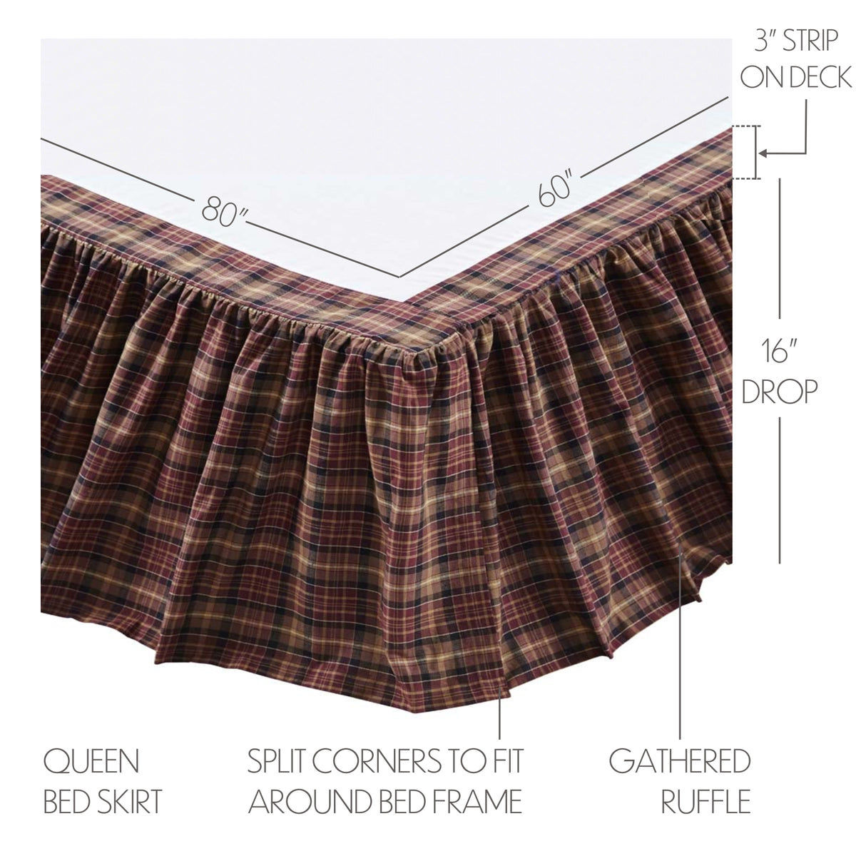 Abilene Star 8PC Burgundy Bedding Set Queen (1 Quilt, 2 Shams, 2 Pillowcases, 1 Bedskirt, 2 Euros)