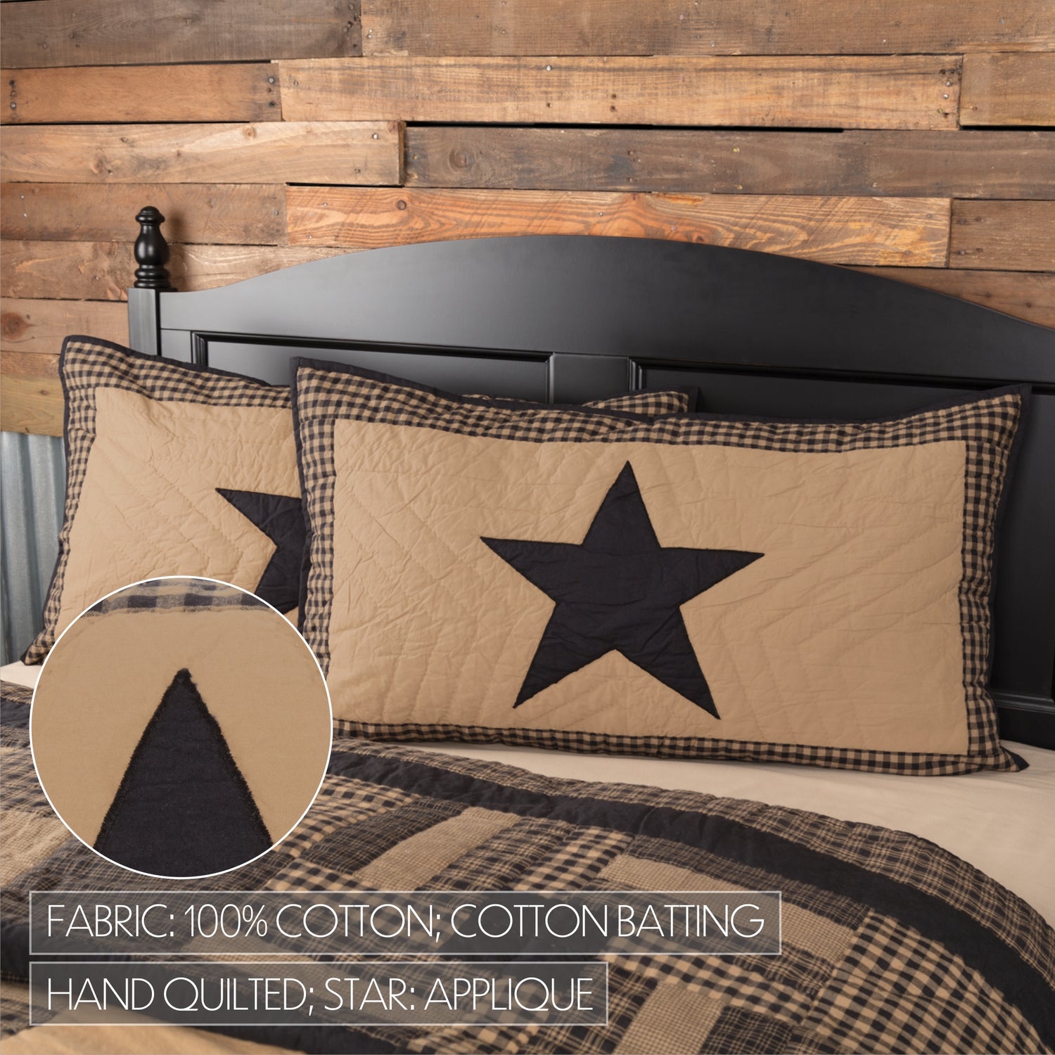 Black Check Star 4 Piece Quilt Set