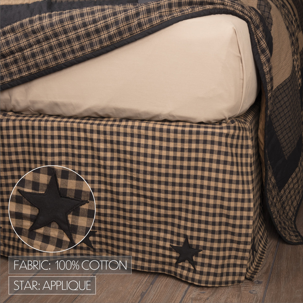 Black Check Star 4 Piece Quilt Set