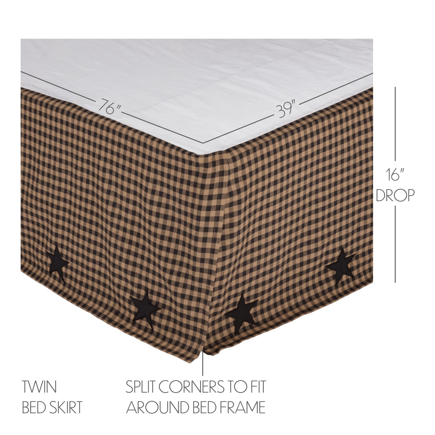 Black Check Star 4 Piece Quilt Set