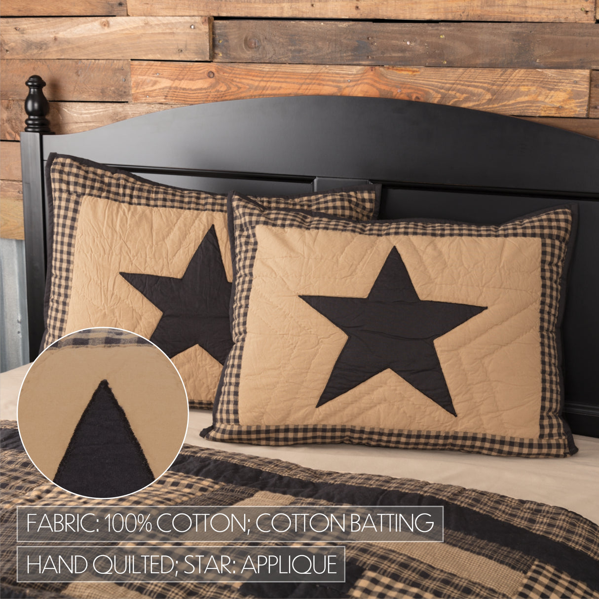 Black Check Star 4 Piece Quilt Set