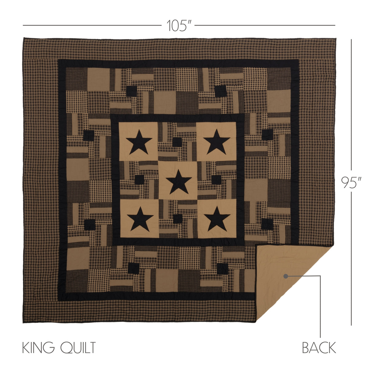 Black Check Star 5 Piece Quilt Set
