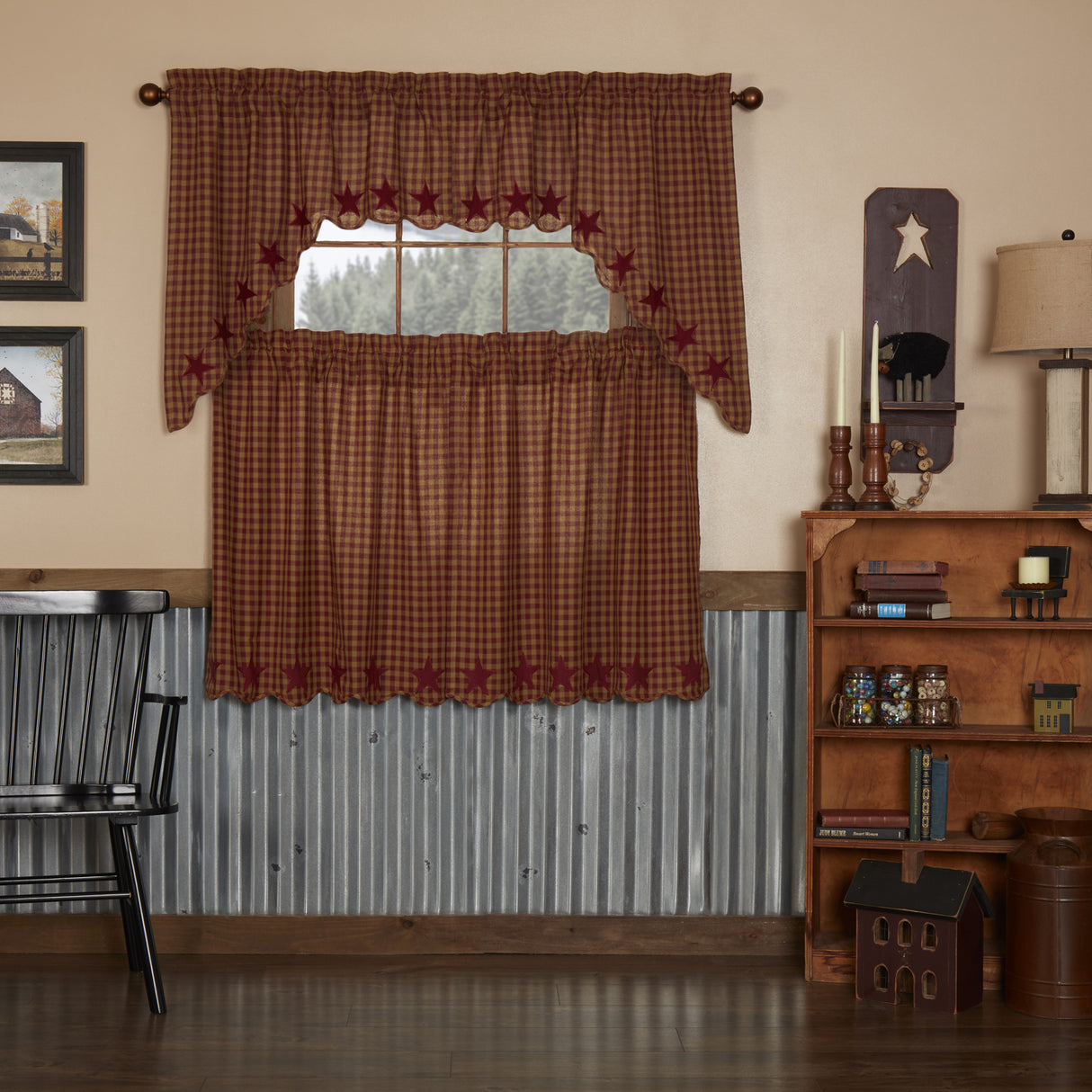 Burgundy Star Curtain Set
