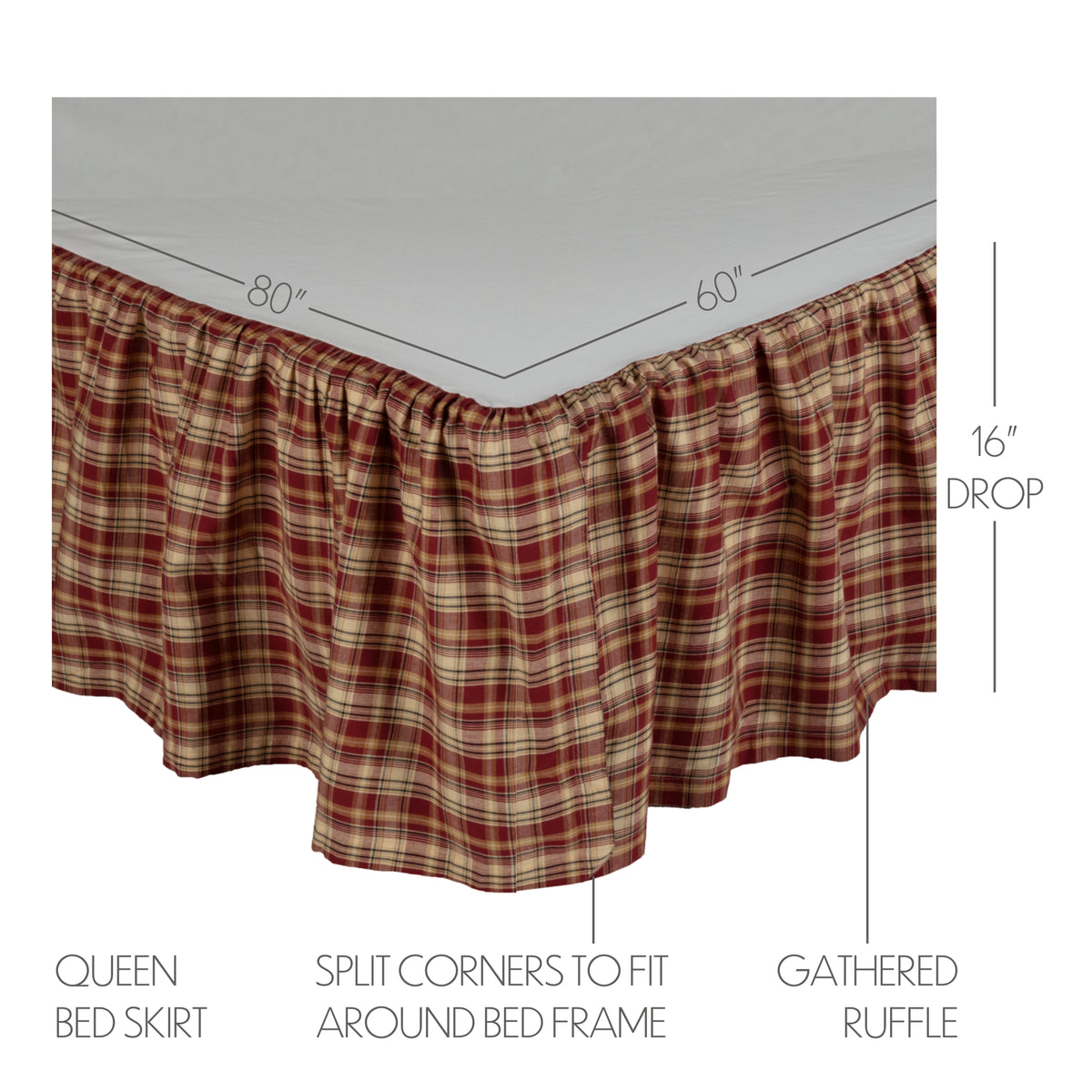 Beckham 4PC Rust Bedding Set Queen (1 Quilt, 2 Shams, 1 Bedskirt)