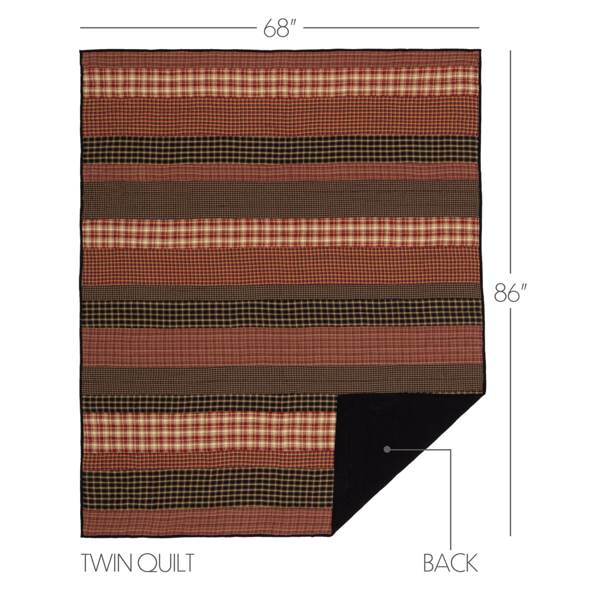 Beckham 5PC Rust Bedding Set Twin (1 Quilt, 2 Shams, 2 Pillowcases)