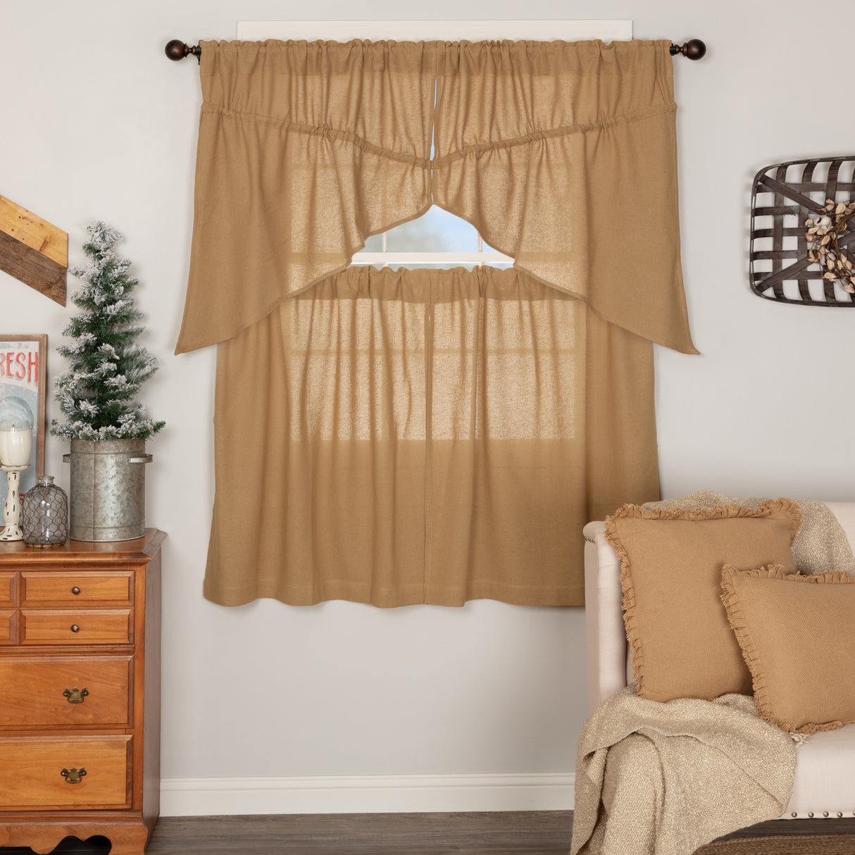 Burlap Antique Curtain Set