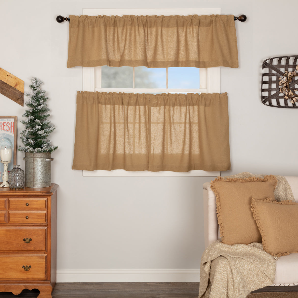Burlap Antique Curtain Set