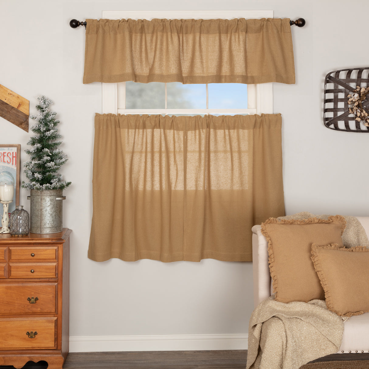 Burlap Antique Curtain Set