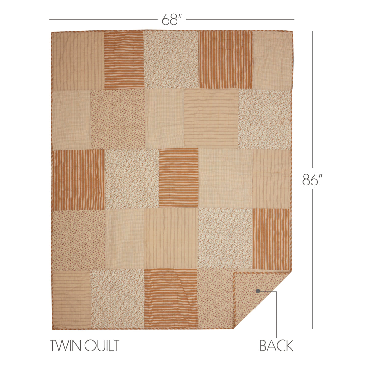 Camilia 5PC Gold Bedding Set Twin (1 Quilt, 2 Shams, 2 Pillowcases)