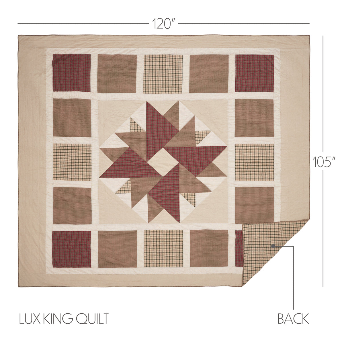 Cider Mill 5PC Khaki Bedding Set Luxury King (1 Quilt, 2 Shams, 2 Pillowcases)