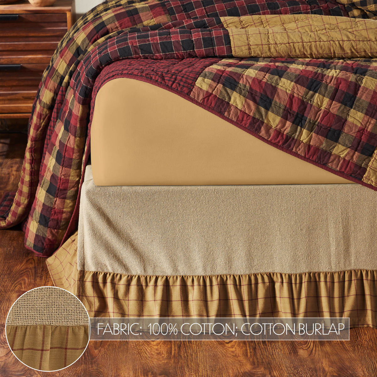 Connell 6PC Burgundy Bedding Set King (1 Quilt, 2 Shams, 2 Pillowcases, 1 Bedskirt)
