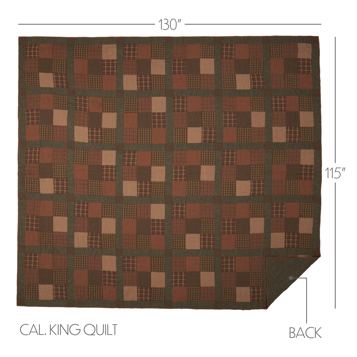 Crosswoods 5PC Dark Olive Green Bedding Set Cal King (1 Quilt, 2 Shams, 2 Pillowcases)