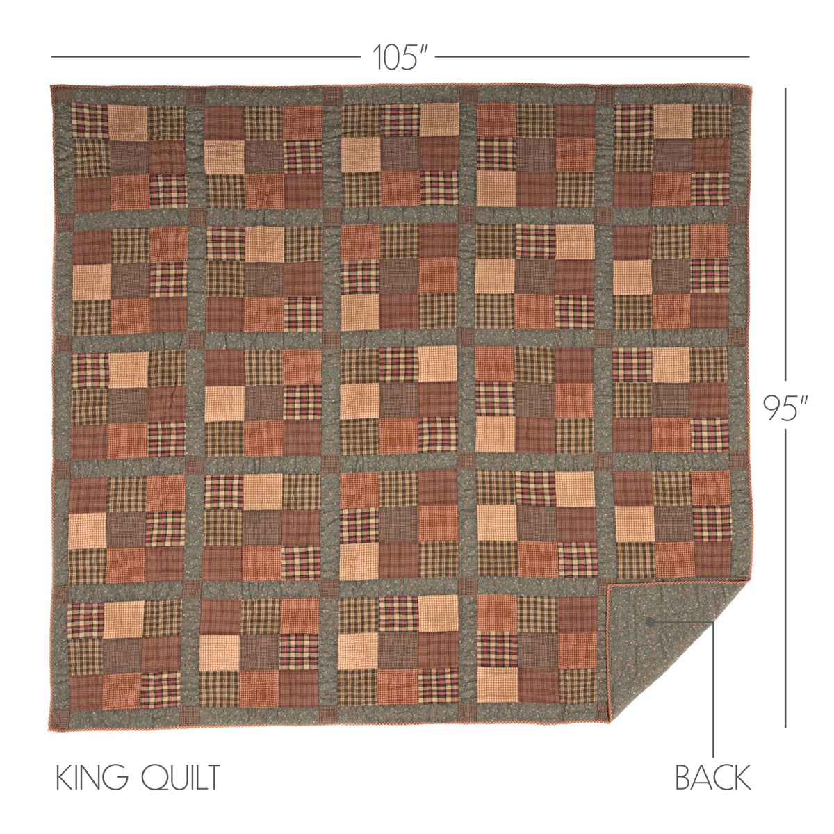 Crosswoods 5PC Dark Olive Green Bedding Set King (1 Quilt, 2 Shams, 2 Pillowcases)