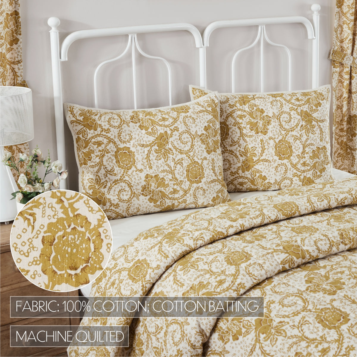 Dorset 4PC Mustard Gold Bedding Set Twin (1 Quilt, 2 Shams, 1 Bedskirt)