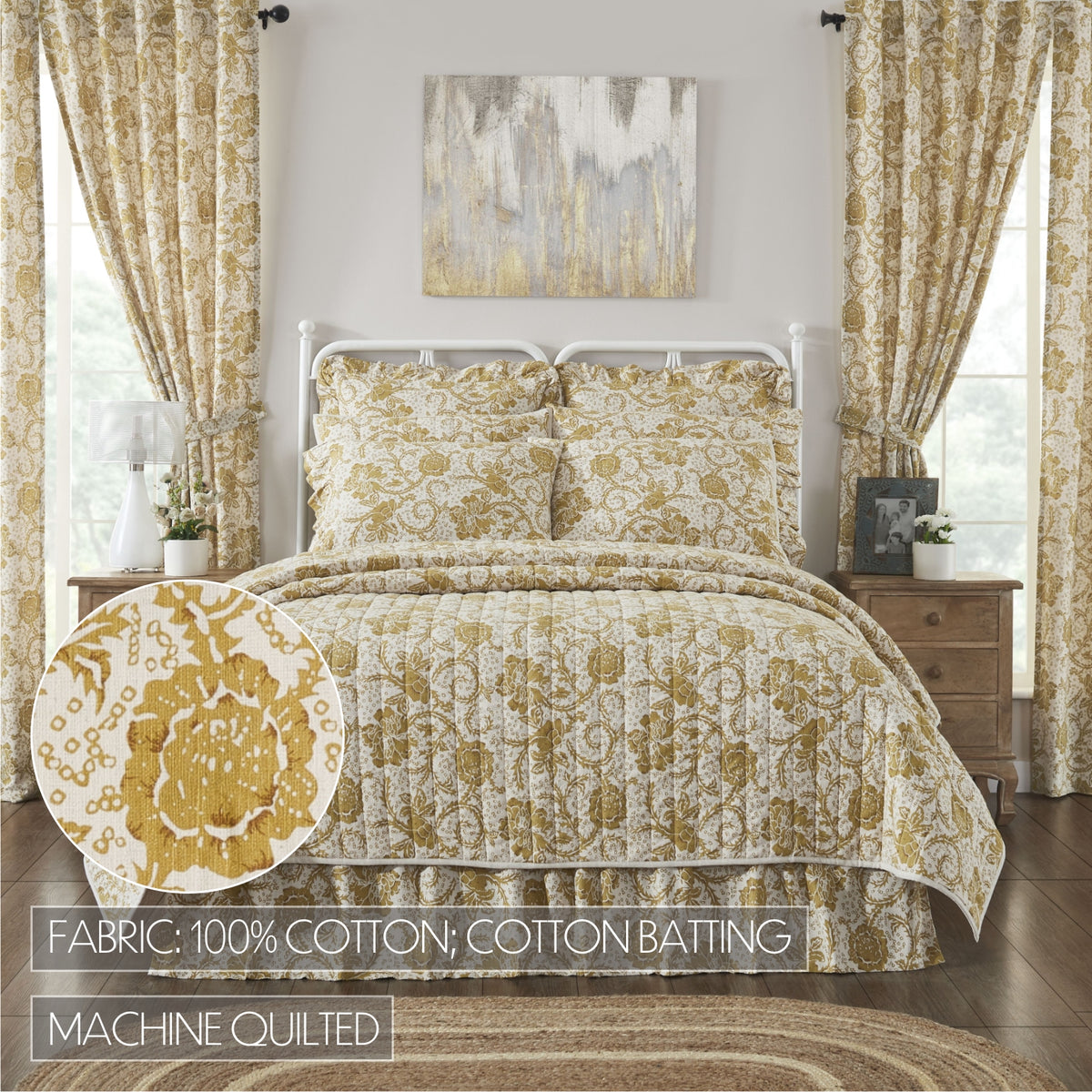 Dorset 5PC Mustard Gold Bedding Set King (1 Quilt, 2 Shams, 2 Pillowcases)