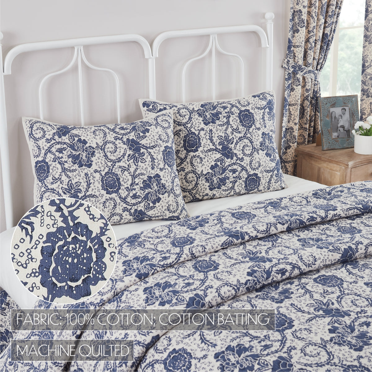 Dorset 5PC Royal Blue Bedding Set Queen (1 Quilt, 2 Shams, 2 Pillowcases)