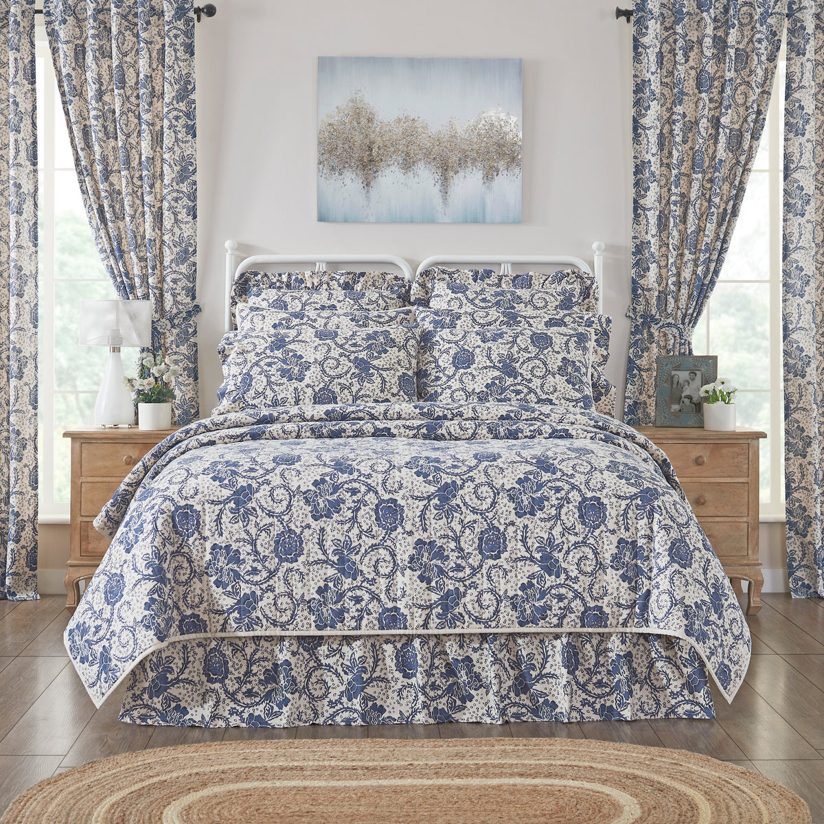 Dorset 5PC Royal Blue Bedding Set Twin (1 Quilt, 2 Shams, 2 Pillowcases)