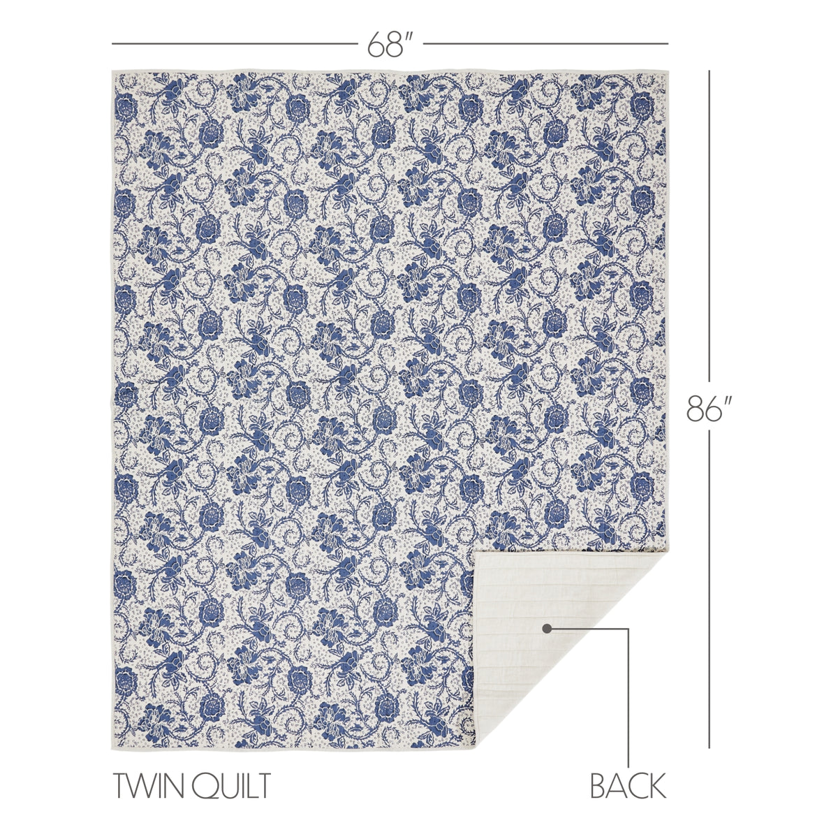 Dorset 5PC Royal Blue Bedding Set Twin (1 Quilt, 2 Shams, 2 Pillowcases)