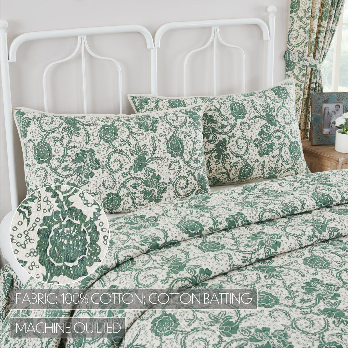 Dorset 6PC Dark Basil Bedding Set King (1 Quilt, 2 Shams, 2 Pillowcases, 1 Bedskirt)