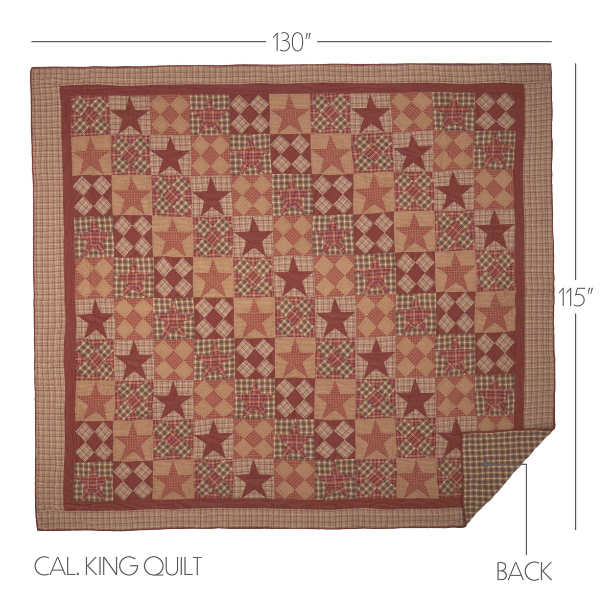 Dawson Star 5PC Khaki Bedding Set Cal King (1 Quilt, 2 Shams, 2 Pillowcases)