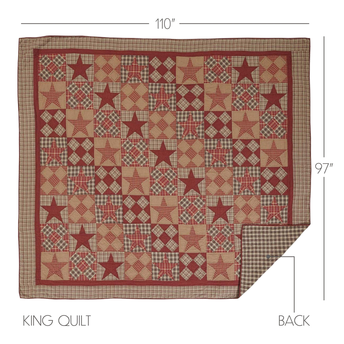 Dawson Star 5PC Khaki Bedding Set King (1 Quilt, 2 Shams, 2 Pillowcases)