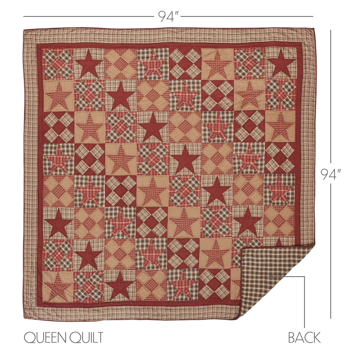 Dawson Star 8PC Khaki Bedding Set Queen (1 Quilt, 2 Shams, 2 Pillowcases, 1 Bedskirt, 2 Euros)