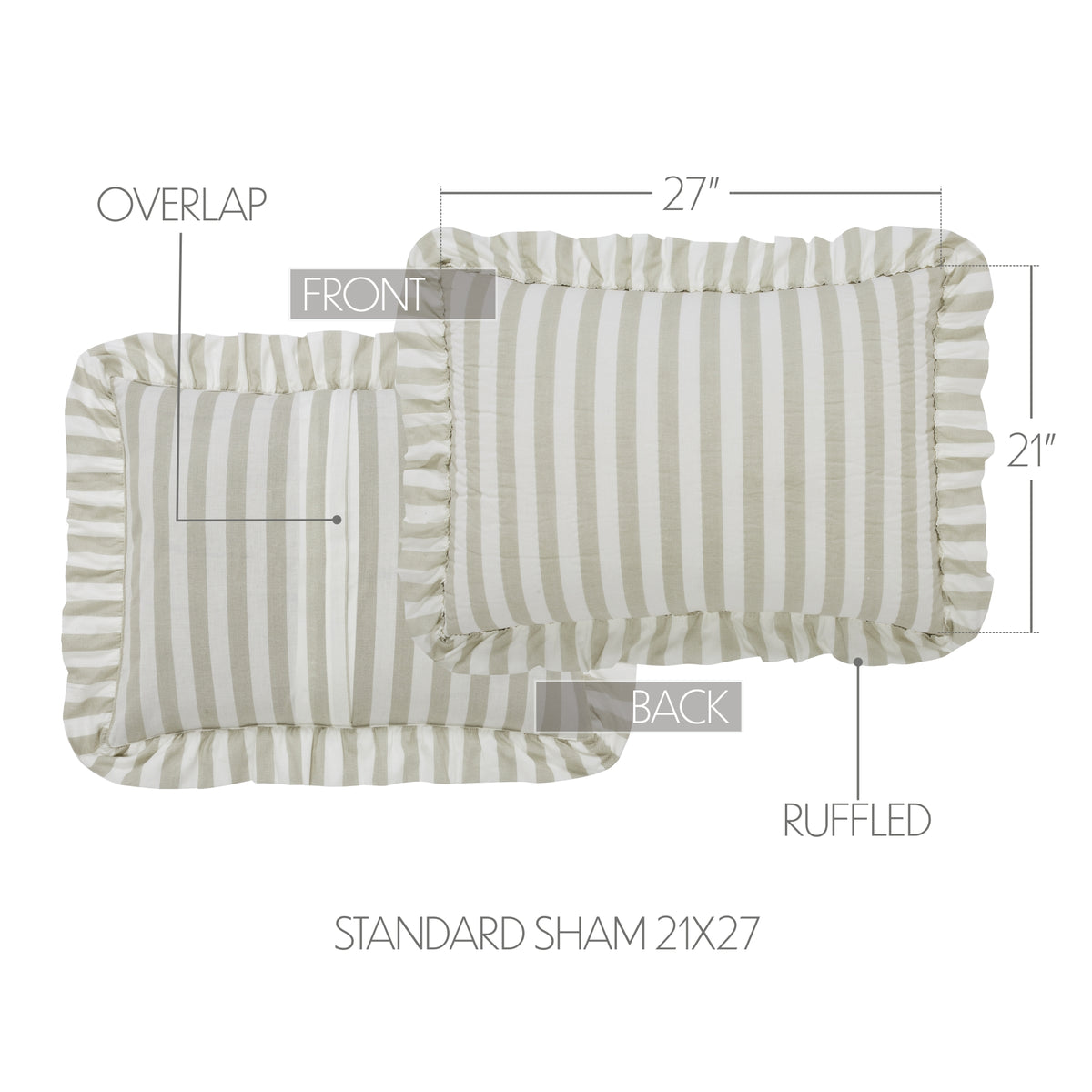 Finders Keepers 4PC Khaki Ruffled Bedding Set Queen (1 Quilt, 2 Shams, 1 Bedskirt)