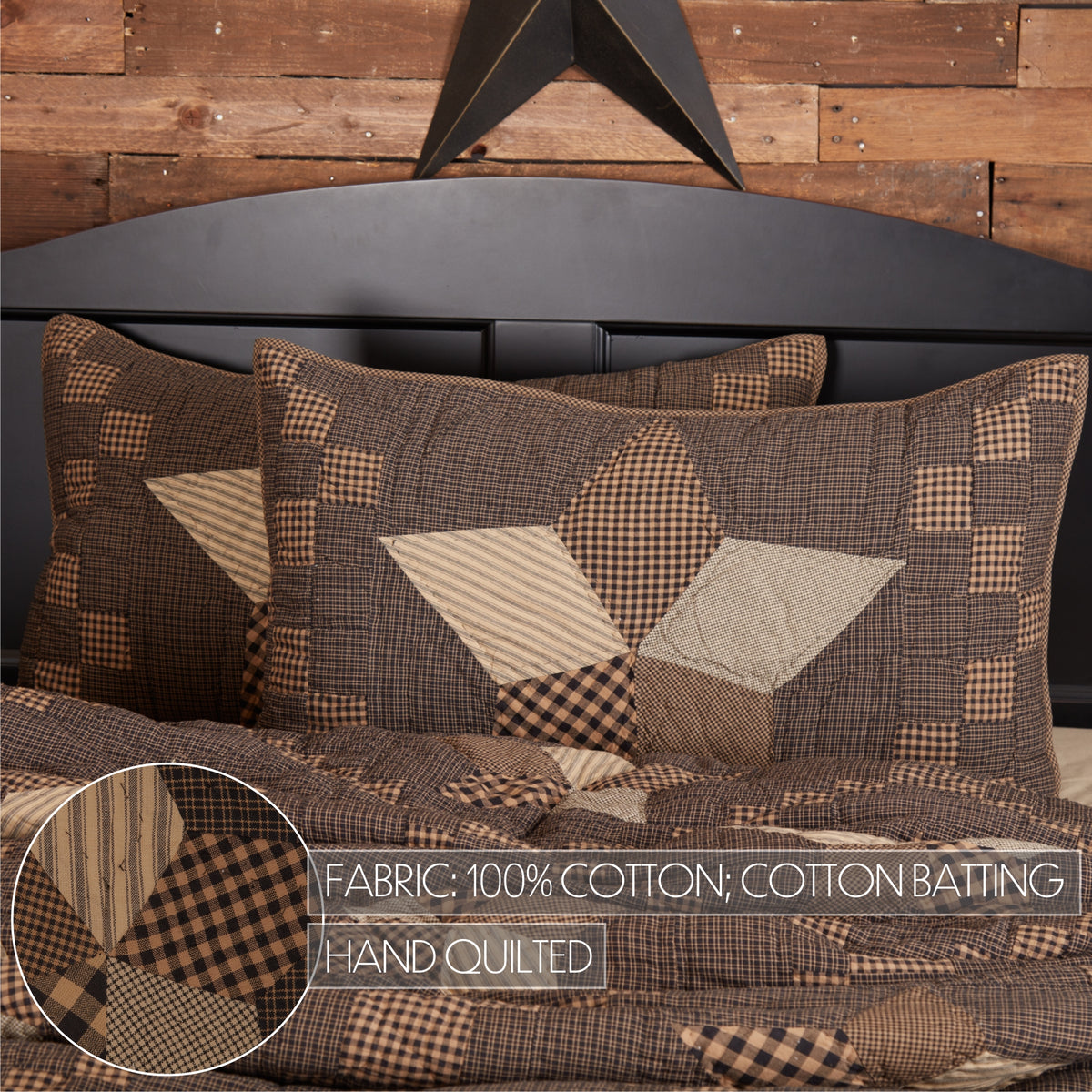 Farmhouse Star 5PC Charcoal Bedding Set King (1 Quilt, 2 Shams, 2 Pillowcases)