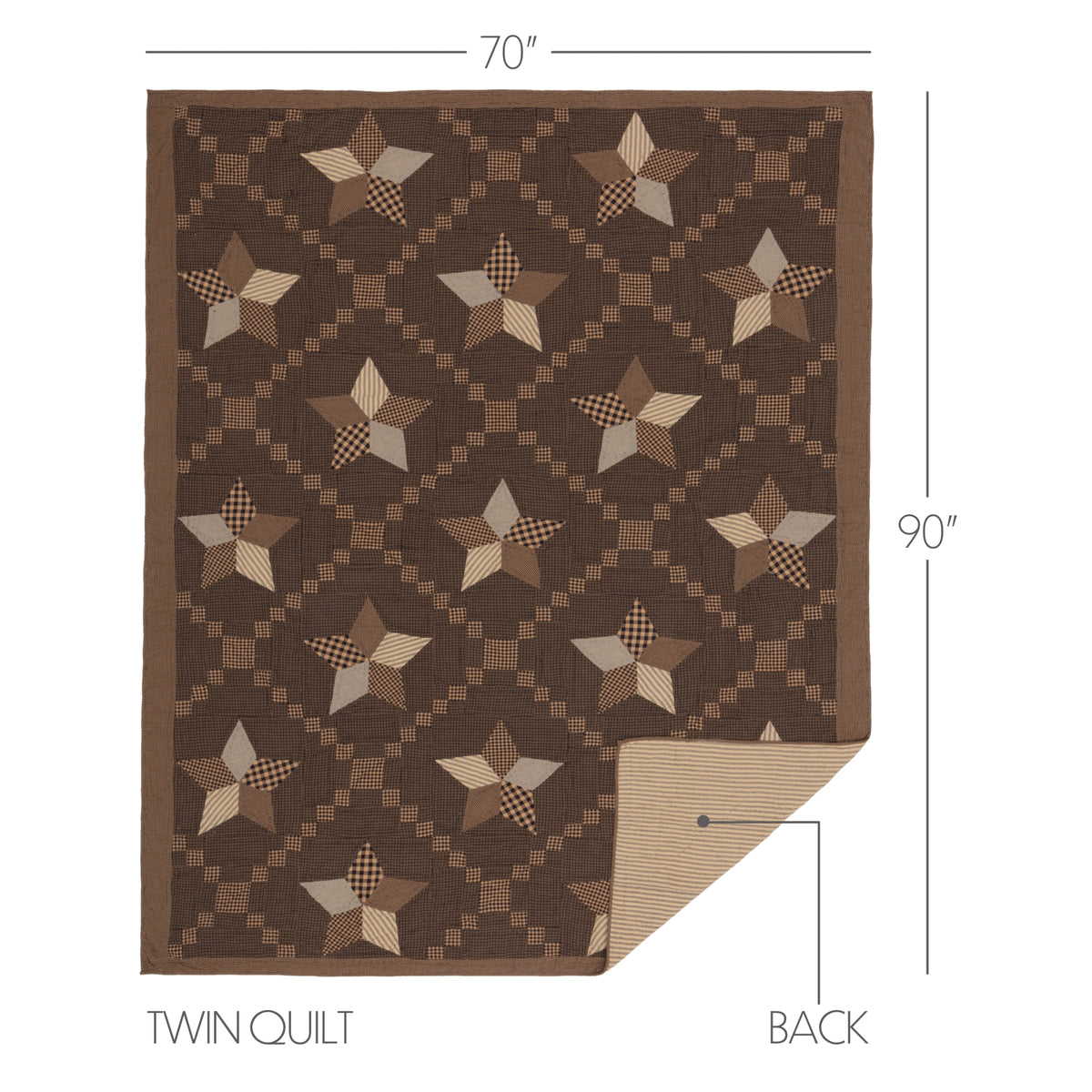 Farmhouse Star 5PC Charcoal Bedding Set Twin (1 Quilt, 2 Shams, 2 Pillowcases)