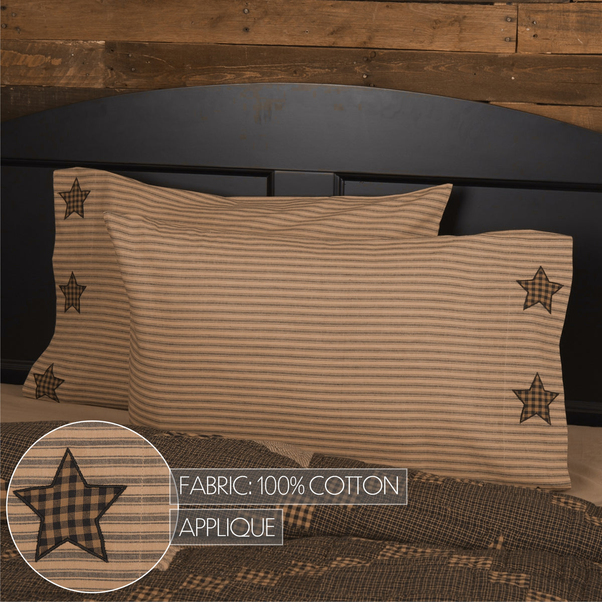 Farmhouse Star 5PC Charcoal Bedding Set Twin (1 Quilt, 2 Shams, 2 Pillowcases)
