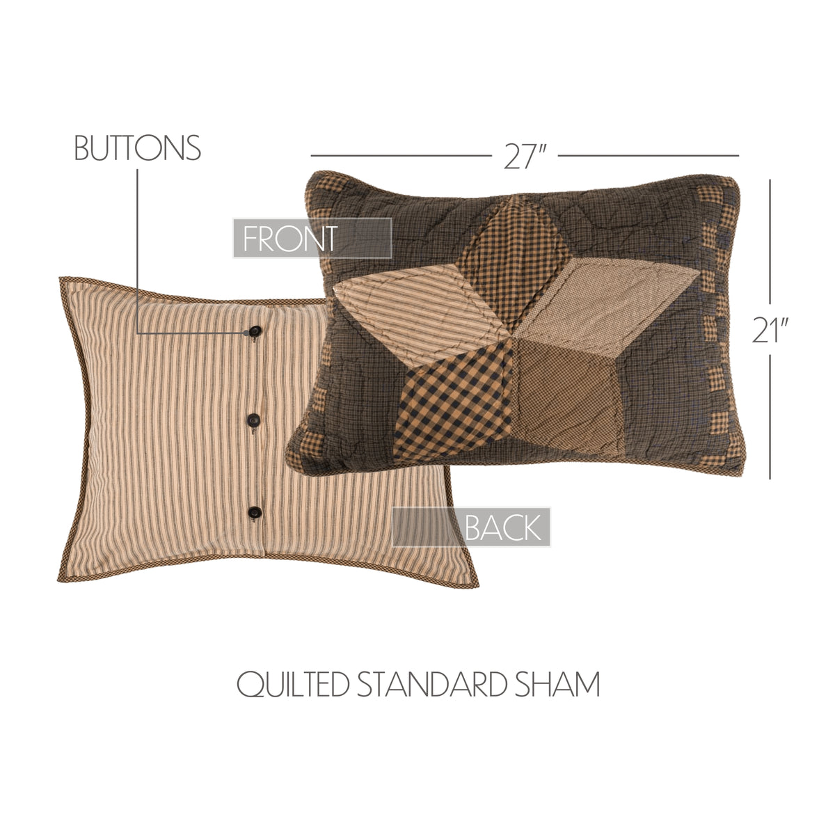 Farmhouse Star 6PC Charcoal Bedding Set Queen (1 Quilt, 2 Shams, 2 Pillowcases, 1 Bedskirt)