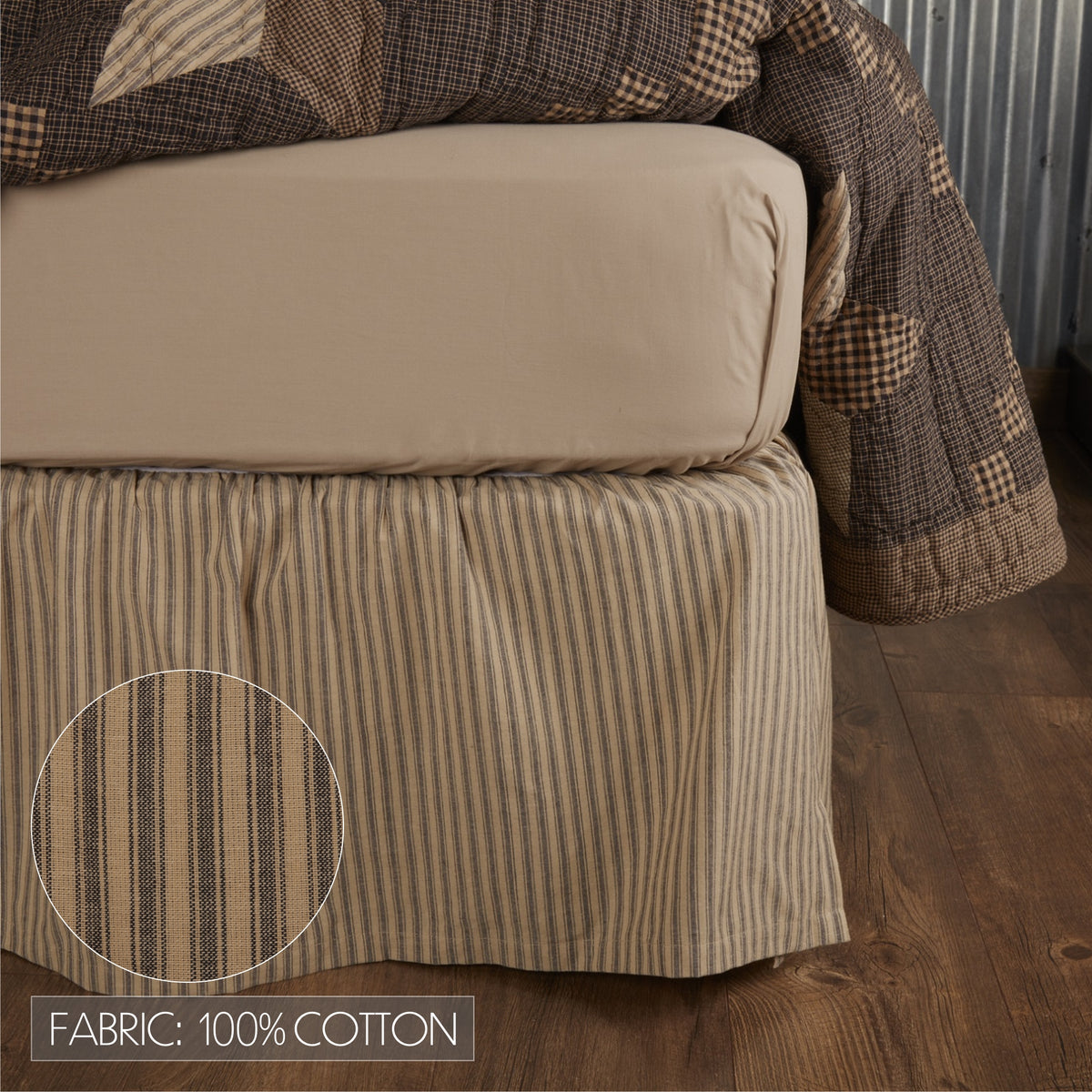 Farmhouse Star 6PC Charcoal Bedding Set Queen (1 Quilt, 2 Shams, 2 Pillowcases, 1 Bedskirt)